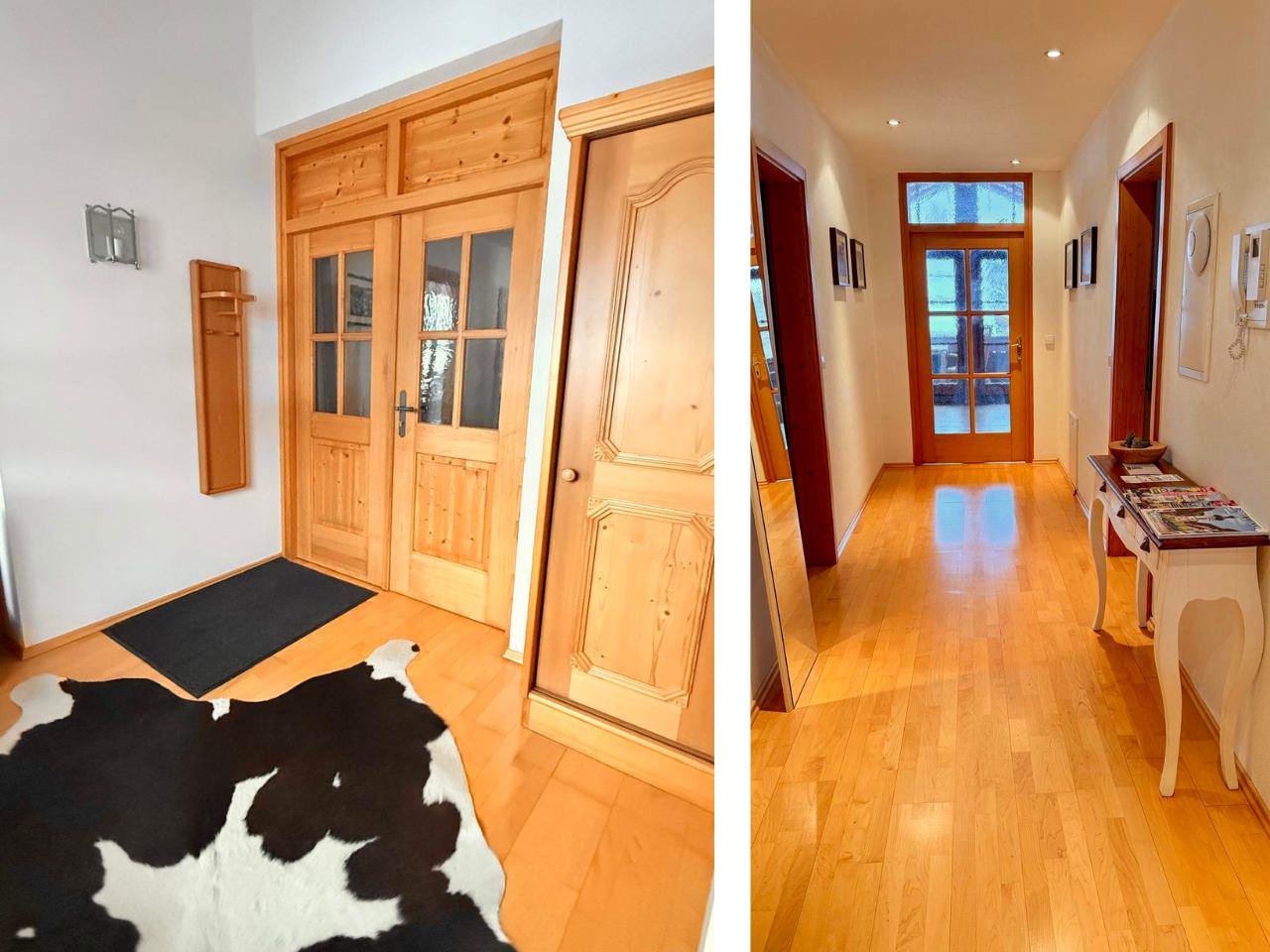 Flur Großzügiges Dachgeschoss-Wohnzimmer mit viel Platz fuer Familie. Bergblick, Zugang zur eigenen Dachterasse im Haus am Wiesbach